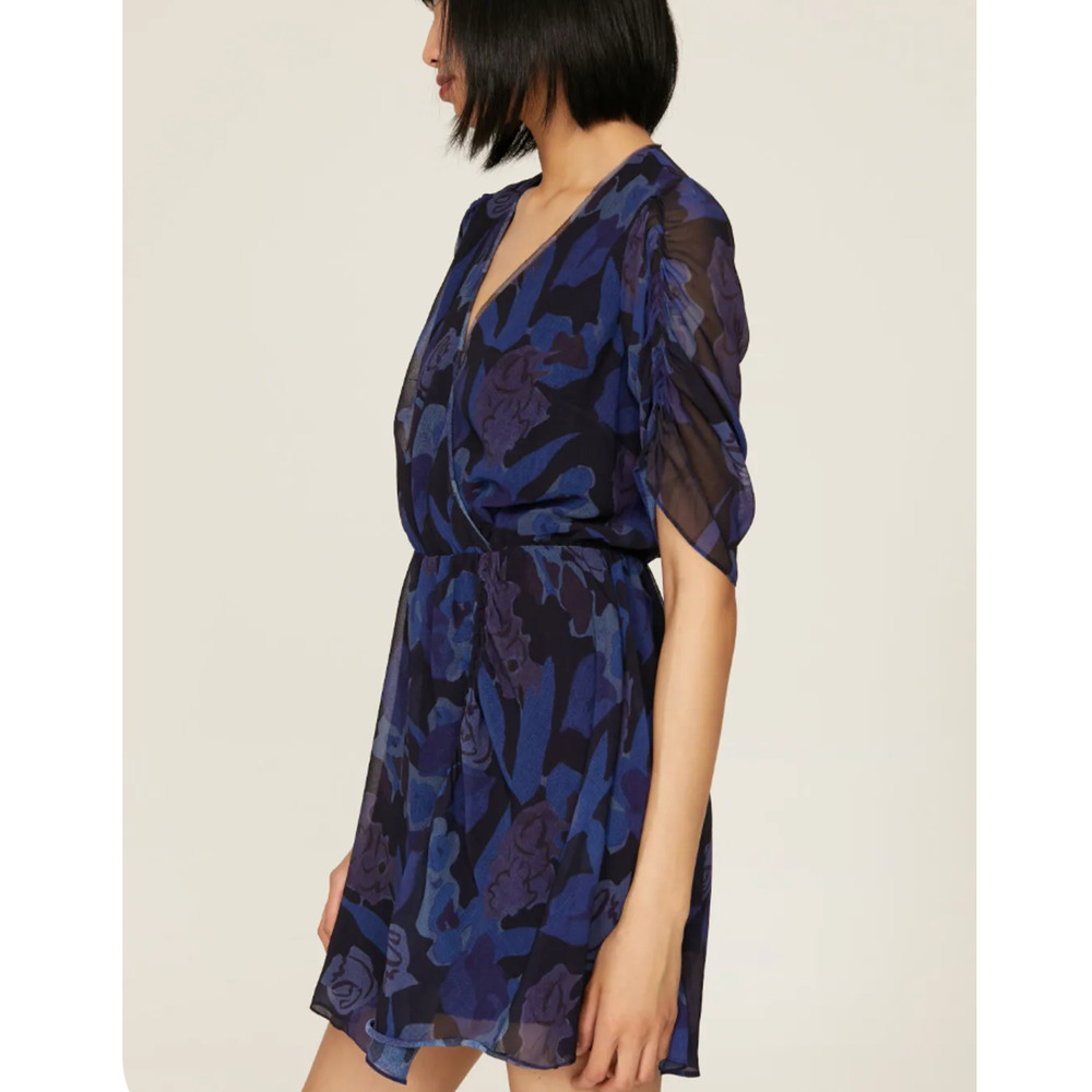 Ted Baker Blue Rose Mini Wrap Dress SIZE 0 Party Special Occasion Cocktail $300 - Picture 3 of 10